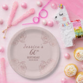 ピンクエレガントムーブフローラ誕生日パーティー紙プラ ペーパープレート (パーティー)