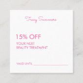 ピンクエレガントメス線スケッチ美しい 割引カード (裏面)