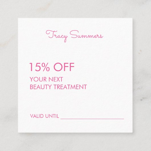 ピンクエレガントメス線スケッチ美しい 割引カード (裏面)