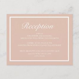 ピンクエレガントモダンと白のウェディングレセプション エンクロージャーカード