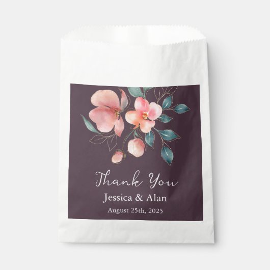 ピンクエレガントモダンと金ゴールドのフローラ結婚の フェイバーバッグ (正面)