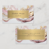 ピンクエレガントモダンの大理石金ゴールド 名刺 (正面/裏面)