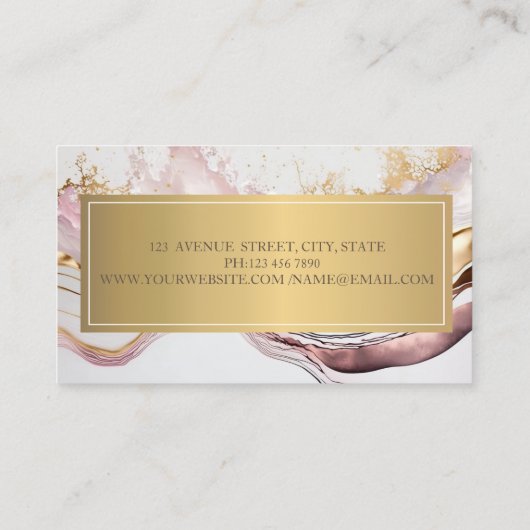 ピンクエレガントモダンの大理石金ゴールド 名刺 (裏面)
