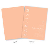 ピンクエレガントモダンの宗教十字女の洗礼 招待状