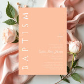 ピンクエレガントモダンの宗教十字女の洗礼 招待状