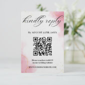 ピンクエレガントモダンの水の色の結婚式RSVPカード エンクロージャーカード (スタンド正面)