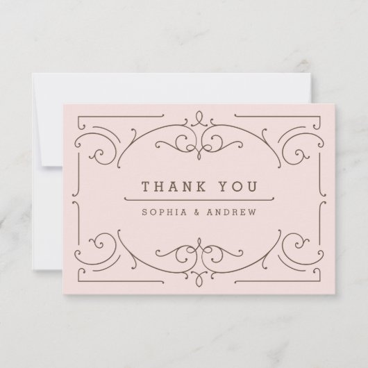 ピンクエレガントモダンクラシック サンキューカード (正面)