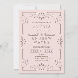 ピンクエレガントモダンクラシック 招待状