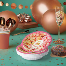 ピンクエレガントモダンスタイリッシュフローラ誕生会 ペーパーボウル