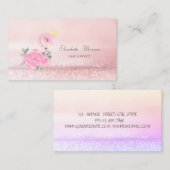 ピンクエレガントモダンフラミンゴ《写真》ぼけ味ケーキ菓子 名刺 (正面/裏面)