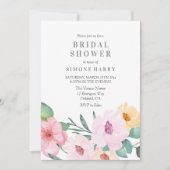 ピンクエレガントモダンフローラブライダルシャワー 招待状 (正面)