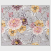 ピンクエレガントモダンフローラ包装紙 ラッピングペーパー (フラット)