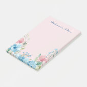 ピンクエレガントモダンブルーウォーター色ワイルドフラワー ポストイット (アングル)