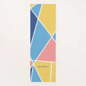 ピンクエレガントモダンブルー黄色の幾何学的パターン ヨガマット (正面)