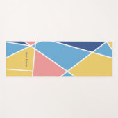 ピンクエレガントモダンブルー黄色の幾何学的パターン ヨガマット (正面(横))