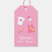 ピンクエレガントモダンベビーガールシャワーパーティーラベル ギフトタグ (裏面)