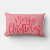 ピンクエレガントモダンメリークリスマス書道 ランバークッション (正面)