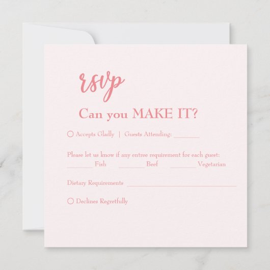 ピンクエレガントモダンモノグラムクレストウェディングRSVP (裏面)