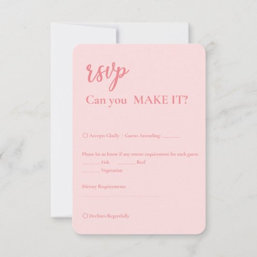 ピンクエレガントモダンモノグラムクレストウェディングRSVP 出欠カード (裏面)