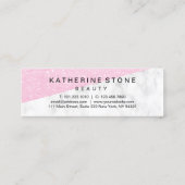 ピンクエレガントモダンローズ金ゴールドグリッター白大理石 スキニー名刺 (裏面)