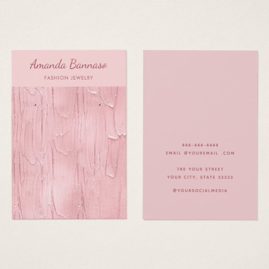 ピンクエレガントモダン色のジュエリーイヤリング表示カード (正面&裏面)