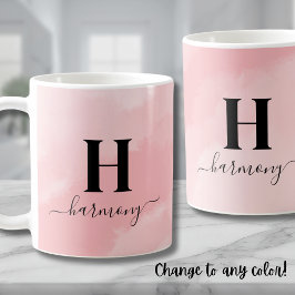 ピンクエレガントモノグラガーリーム コーヒーマグカップ