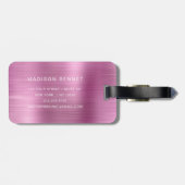 ピンクエレガントモノグラムのブラシ仕上げメタリック ラゲッジタグ (裏面横)