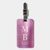 ピンクエレガントモノグラムの色 ラゲッジタグ (正面縦)