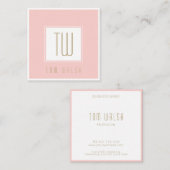 ピンクエレガントモノグラムの金ゴールドカード スクエア名刺 (正面/裏面)