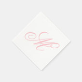ピンクエレガントモノグラムイニシャル スタンダードカクテルナプキン (角)