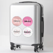 ピンクエレガントモノグラム名ラウンド シール (スーツケース)