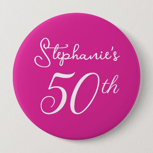 ピンクエレガントモノグラム50th誕生日パーティー 缶バッジ (正面)