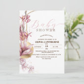 ピンクエレガントライリーガーリー赤ちゃんシャワーパーティー 招待状 (スタンド正面)