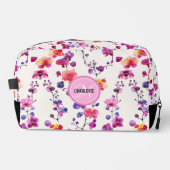 ピンクエレガントラン模様モノグラム名 ドップキット (正面)