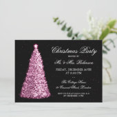 ピンクエレガントリスマスツリーホリデーパーティー 招待状 (スタンド正面)