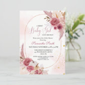 ピンクエレガントリトルカボチャ甘い女の子の赤ちゃんシャワー 招待状 (スタンド正面)