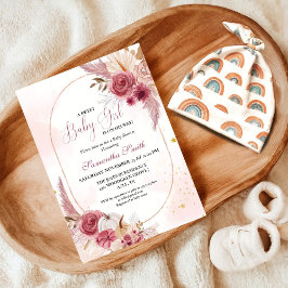 ピンクエレガントリトルカボチャ甘い女の子の赤ちゃんシャワー 招待状