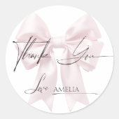 ピンクエレガントリボンありがとう ラウンドシール (正面)