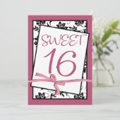 ピンクエレガントリボンスイート16 招待状 (スタンド正面)