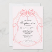 ピンクエレガントリボン弓ガールの確認 招待状 (正面)