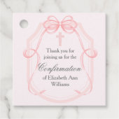 ピンクエレガントリボン弓確認パーティー フェイバータグ (正面)