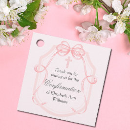 ピンクエレガントリボン弓確認パーティー フェイバータグ