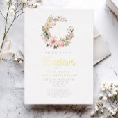 ピンクエレガントリースガールバプテスマ金ゴールド 箔招待状