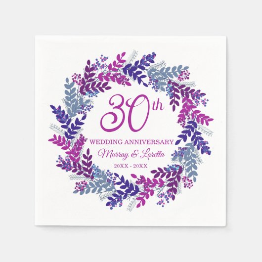 ピンクエレガントリース30結婚周年 スタンダードカクテルナプキン (正面)