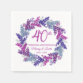 ピンクエレガントリース40結婚周年 スタンダードカクテルナプキン