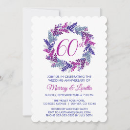 ピンクエレガントリース60結婚周年 招待状