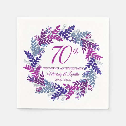 ピンクエレガントリース70周年記念パーティーナプキンス スタンダードカクテルナプキン (正面)