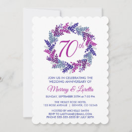 ピンクエレガントリース70結婚周年 招待状