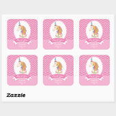 ピンクエレガントレインボーユニコーン誕生日ありがとう スクエアシール (シート)