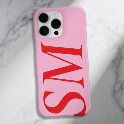 ピンクエレガントレッドイニシャルモノグラはっきりしたム Case-Mate iPhoneケース